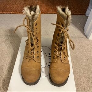 Steve Madden Lace Up Fur Boots
